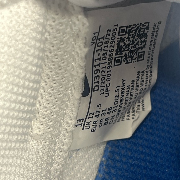 Nike Air Force 1'07 Low Men's Shoes White/Royal Blue DJ3911-101 Used Size 13 - Picture 8 of 12